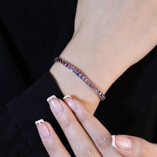 Romantic twilight-inspired ombre cubic zirconia bracelet in sterling silver