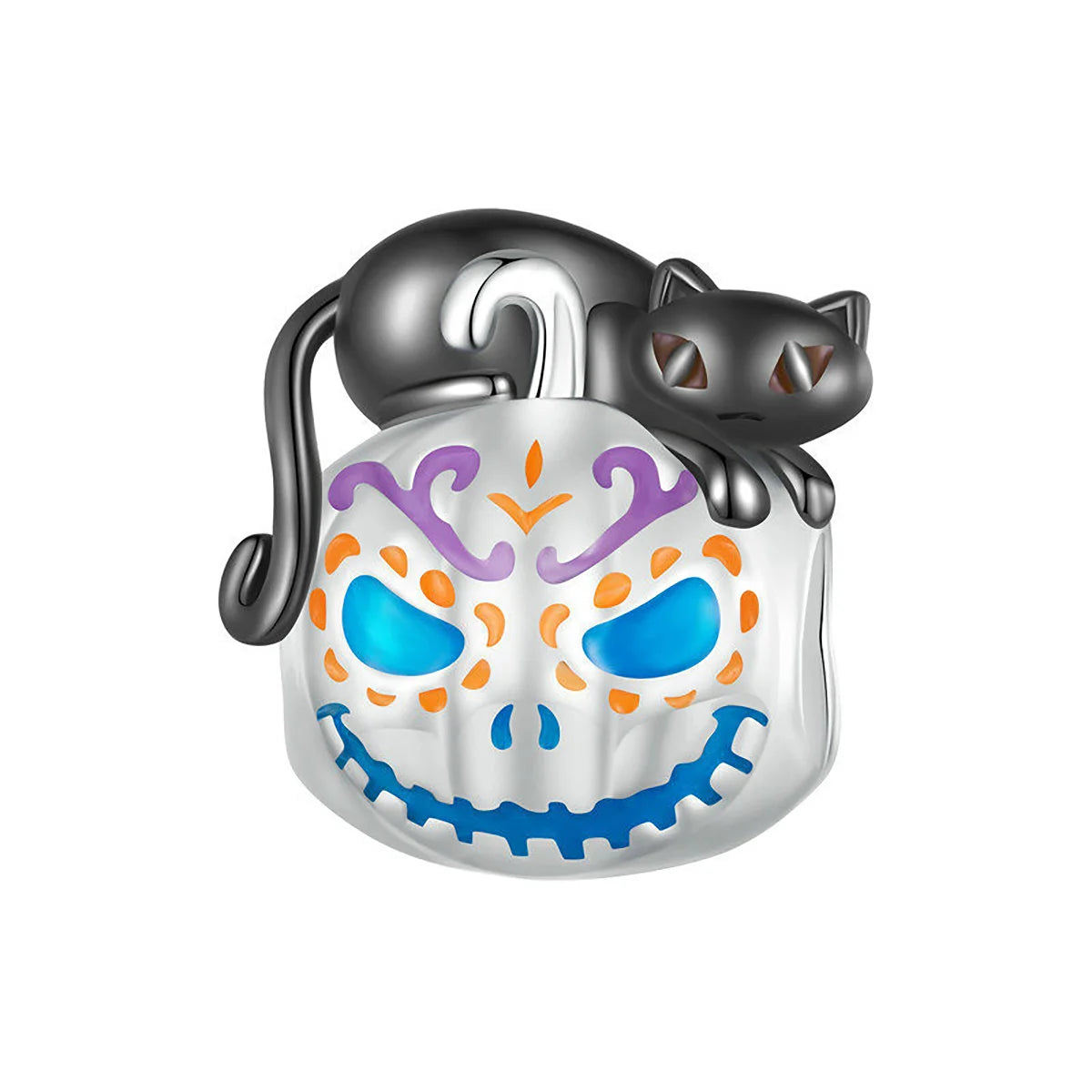 Spooky Pumpkin Charm Bead for Halloween Bracelets and Jewelry