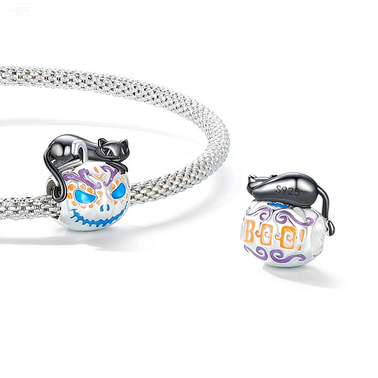 Spooky Pumpkin Charm Bead for Halloween Bracelets and Jewelry