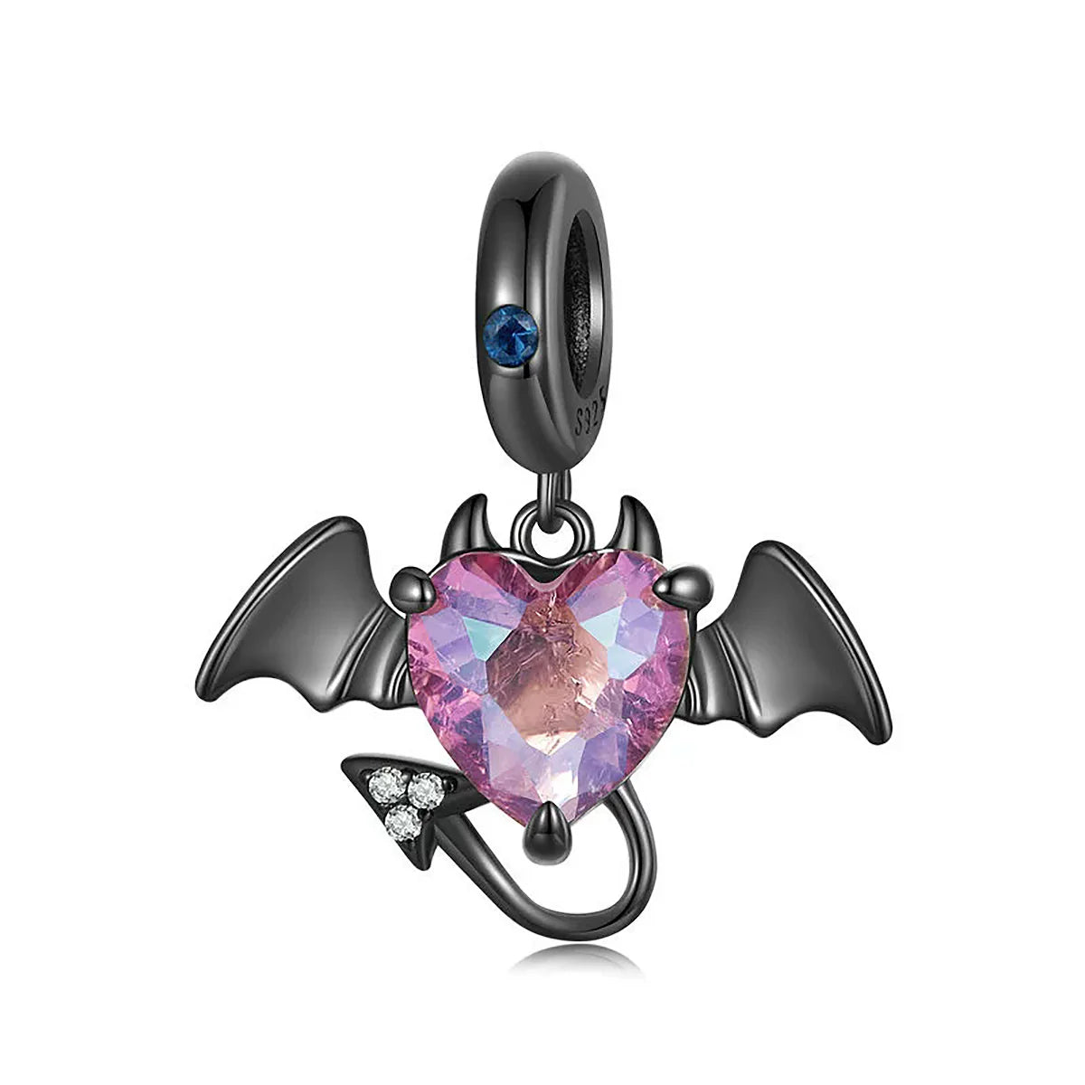 Devil Heart Pendant with black gold finish from the Halloween Collection – heart-shaped devil charm for spooky jewelry