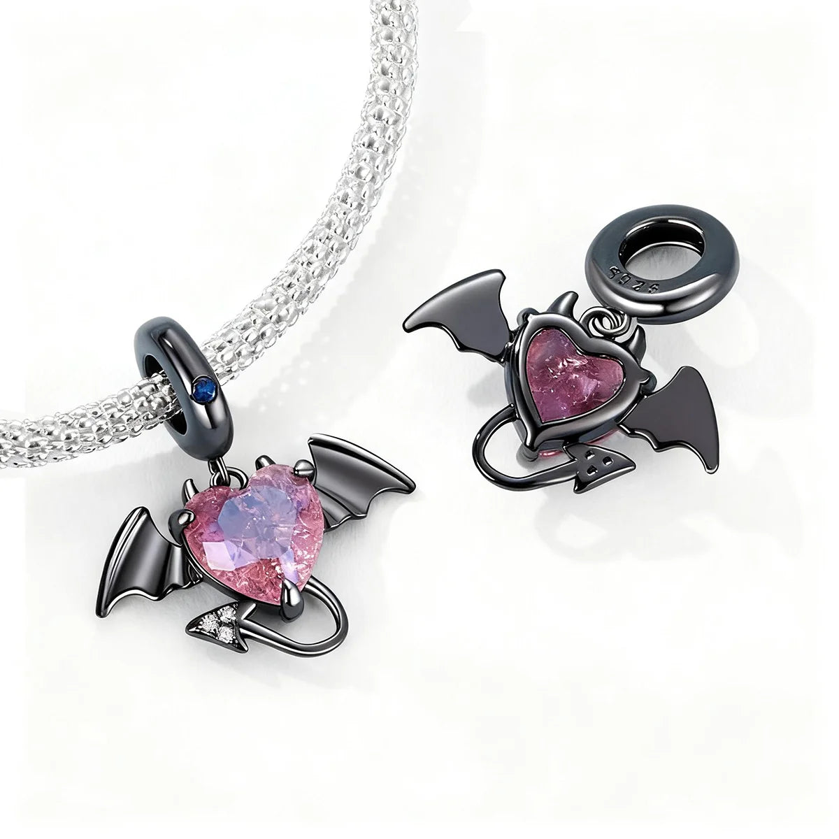 Devil Heart Pendant with black gold finish from the Halloween Collection – heart-shaped devil charm for spooky jewelry