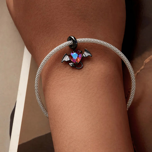 Devil Heart Pendant with black gold finish from the Halloween Collection – heart-shaped devil charm for spooky jewelry