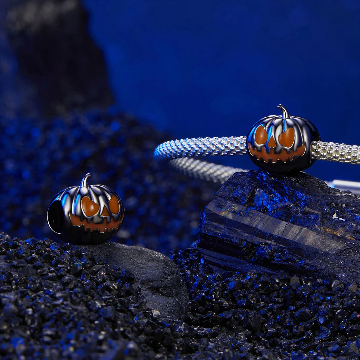 Black gold plated Halloween pumpkin bead charm