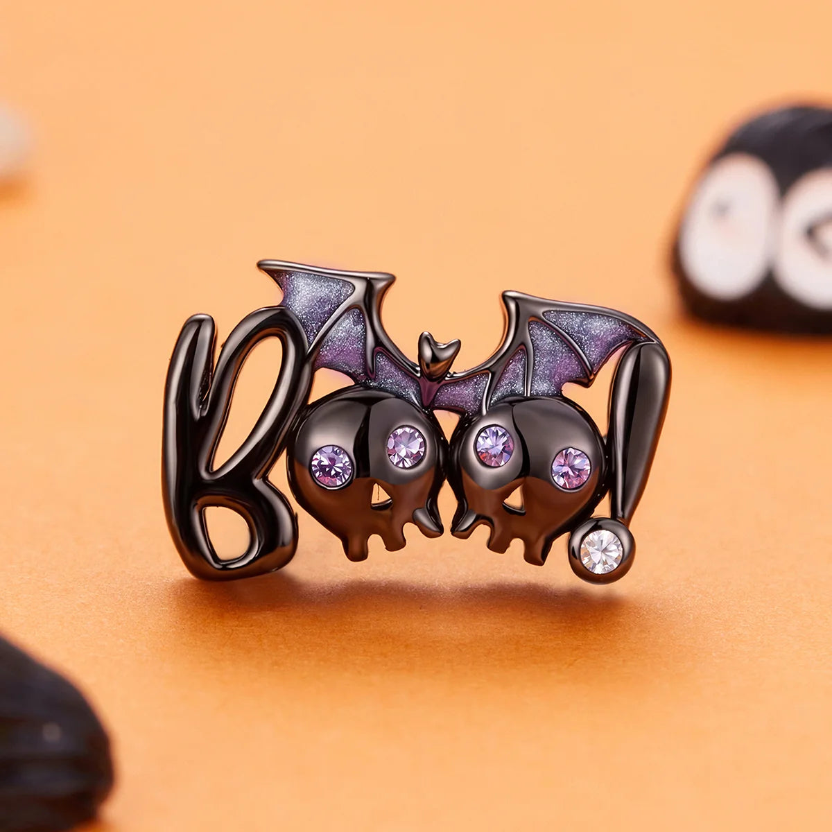 Black Gold Plated Sterling Silver Spooky BOO! Bracelet Charm