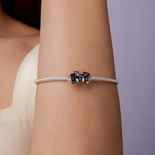 Black Gold Plated Sterling Silver Spooky BOO! Bracelet Charm