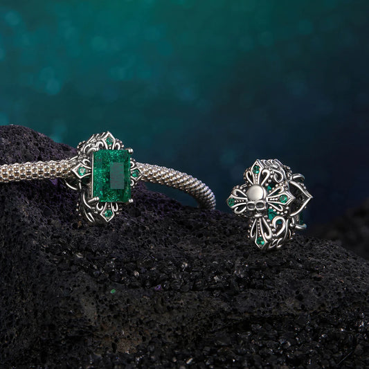 Oxidized Sterling Silver Heart of Skull Bead, Dark Gothic Jewelry