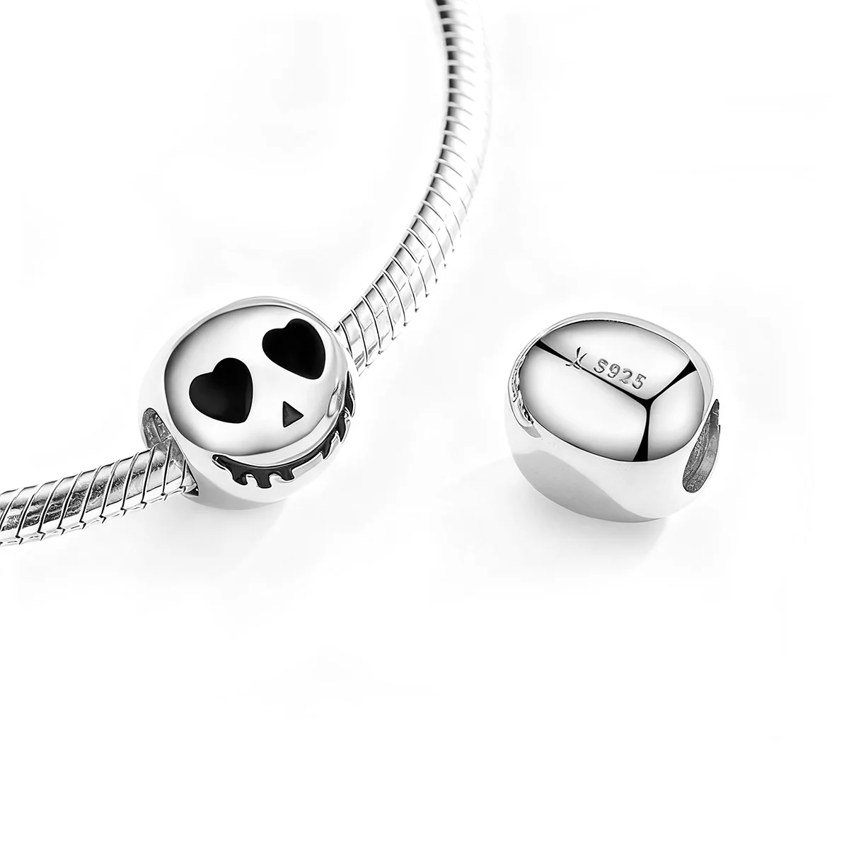 Spooky Smile Charm Bead in Sterling Silver with Enamel