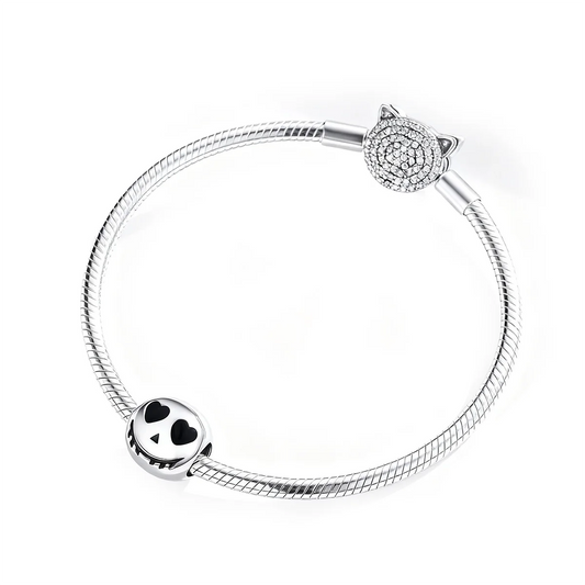 Spooky Smile Charm Bead in Sterling Silver with Enamel