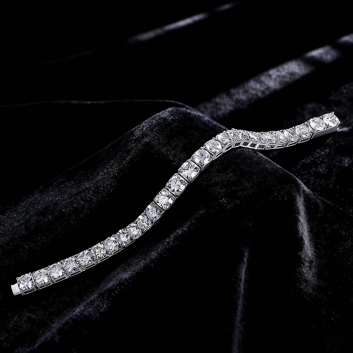 oversized round moissanite tennis bracelet in sterling silver