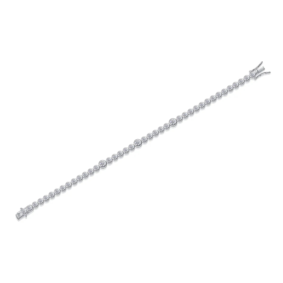gradient round moissanite tennis bracelet in sterling silver