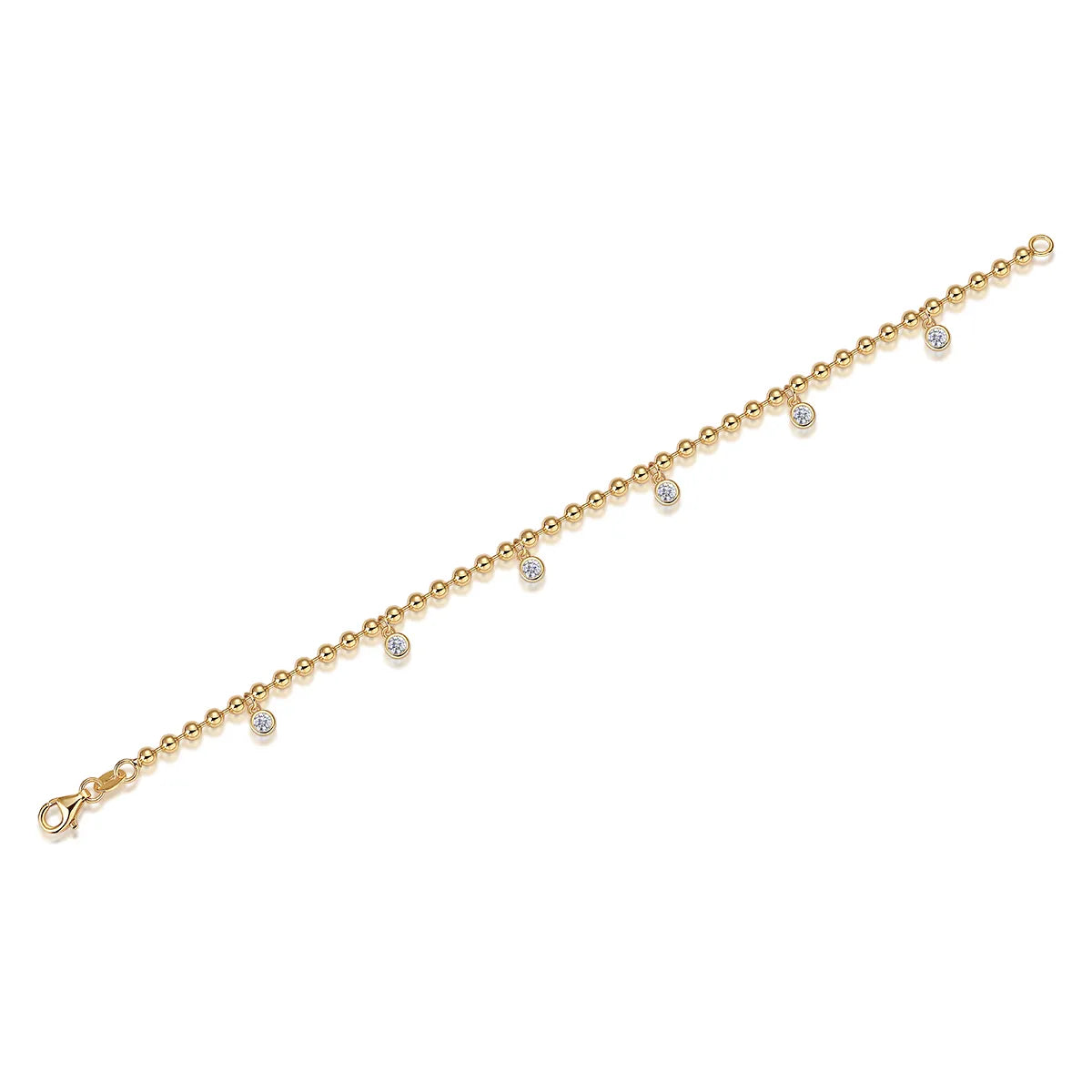 dainty beaded chain bracelet with scattered stones