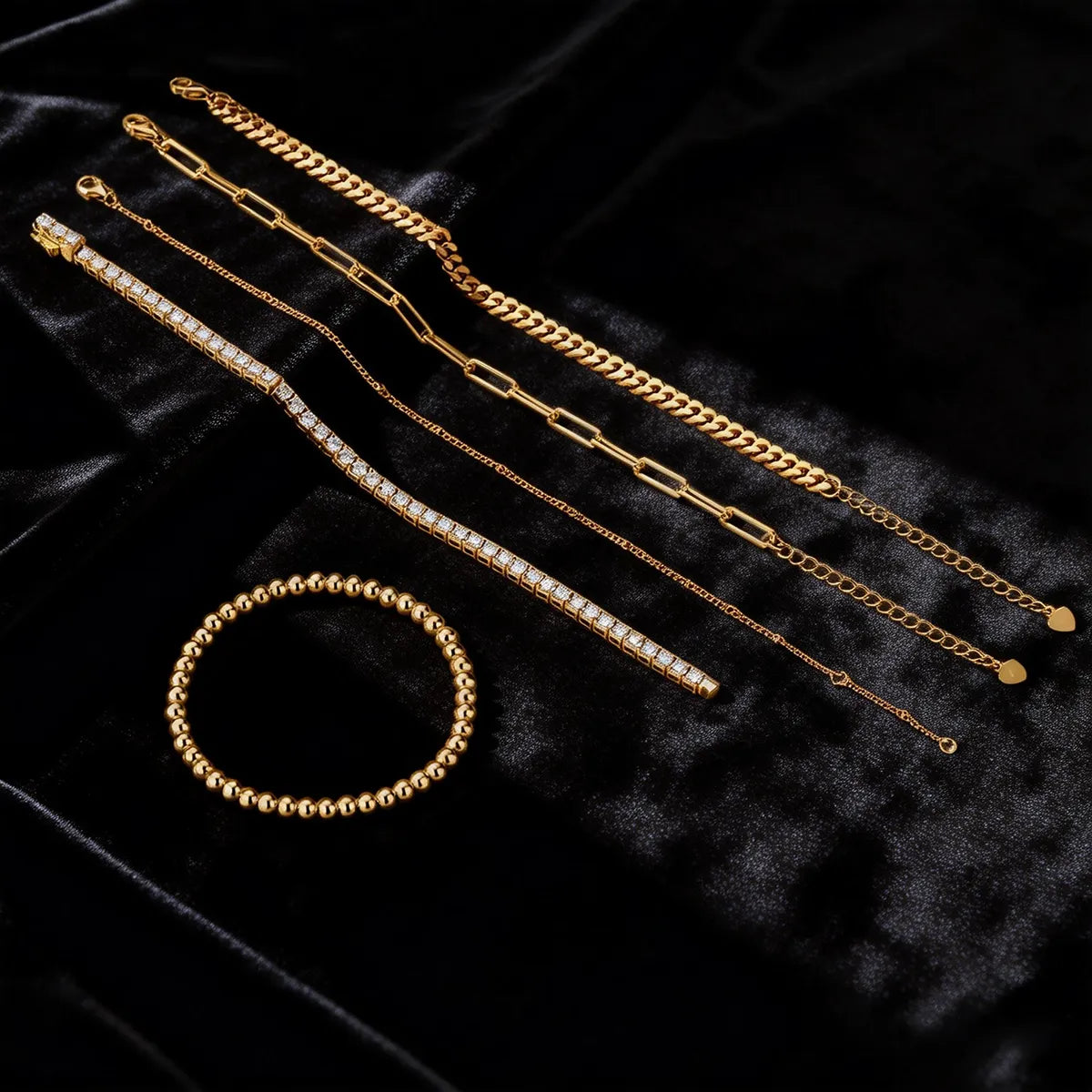 statement gold stackable bracelets modern street style