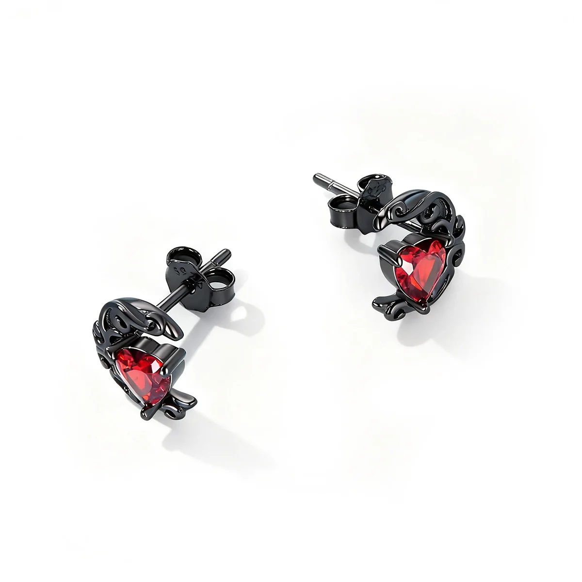 Midnight Moonlight Stud Earrings in Black Gold Plated Sterling Silver
