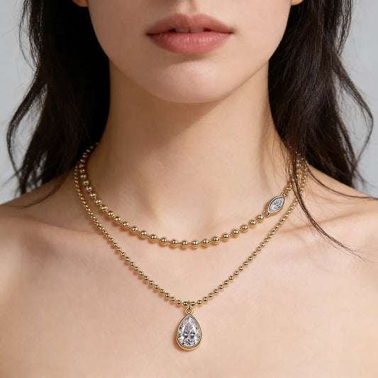 elegant gold beaded necklace adjustable layers