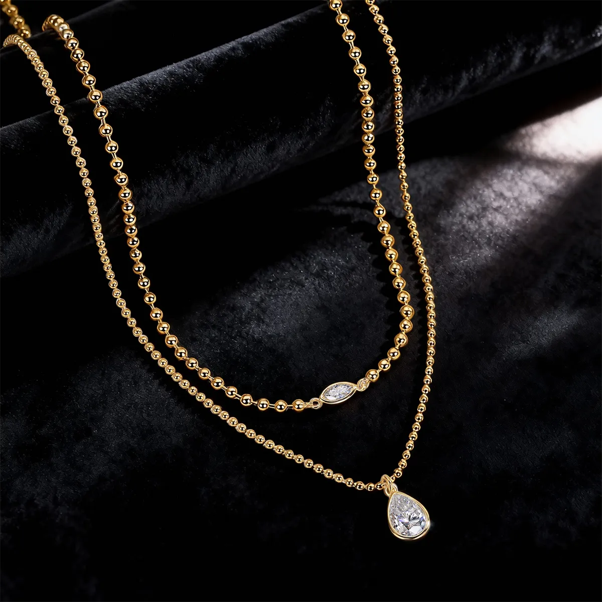 elegant gold beaded necklace adjustable layers