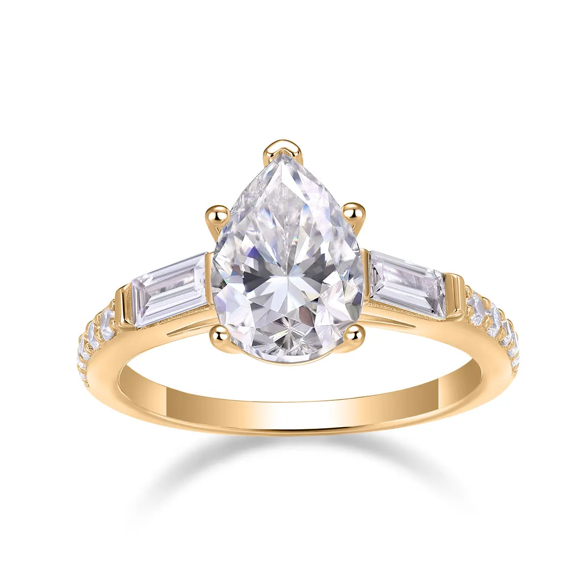 2.5ct Pear Cut Moissanite Engagement Ring with Side Stones
