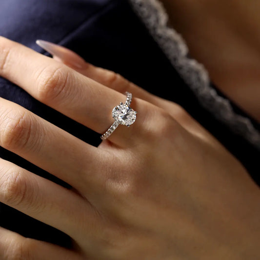 Cinderella Inspired Moissanite Oval Engagement Ring in Sterling Silver