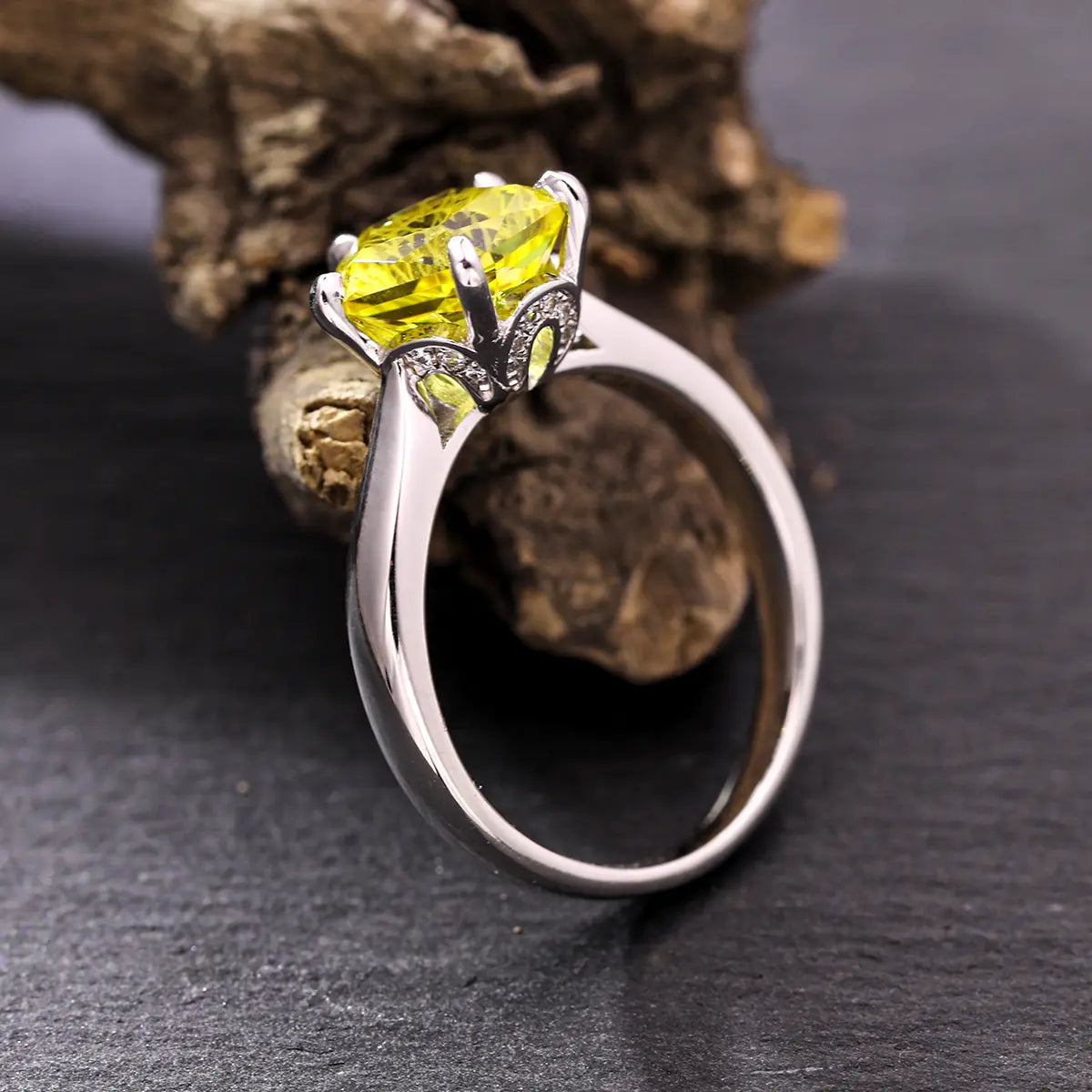 Luxury silver pentagon cut synthetic corundum ring, perfect anniversary jewelry gift