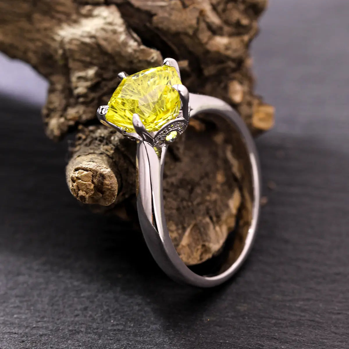 Luxury silver pentagon cut synthetic corundum ring, perfect anniversary jewelry gift