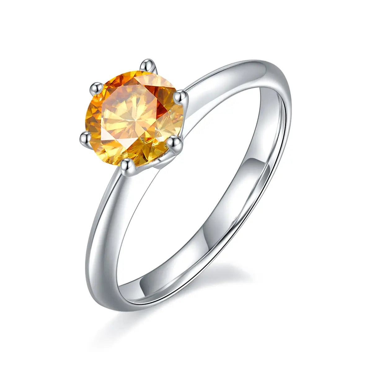 Classic 1 ct moissanite ring, 925 silver with 18K white gold plating