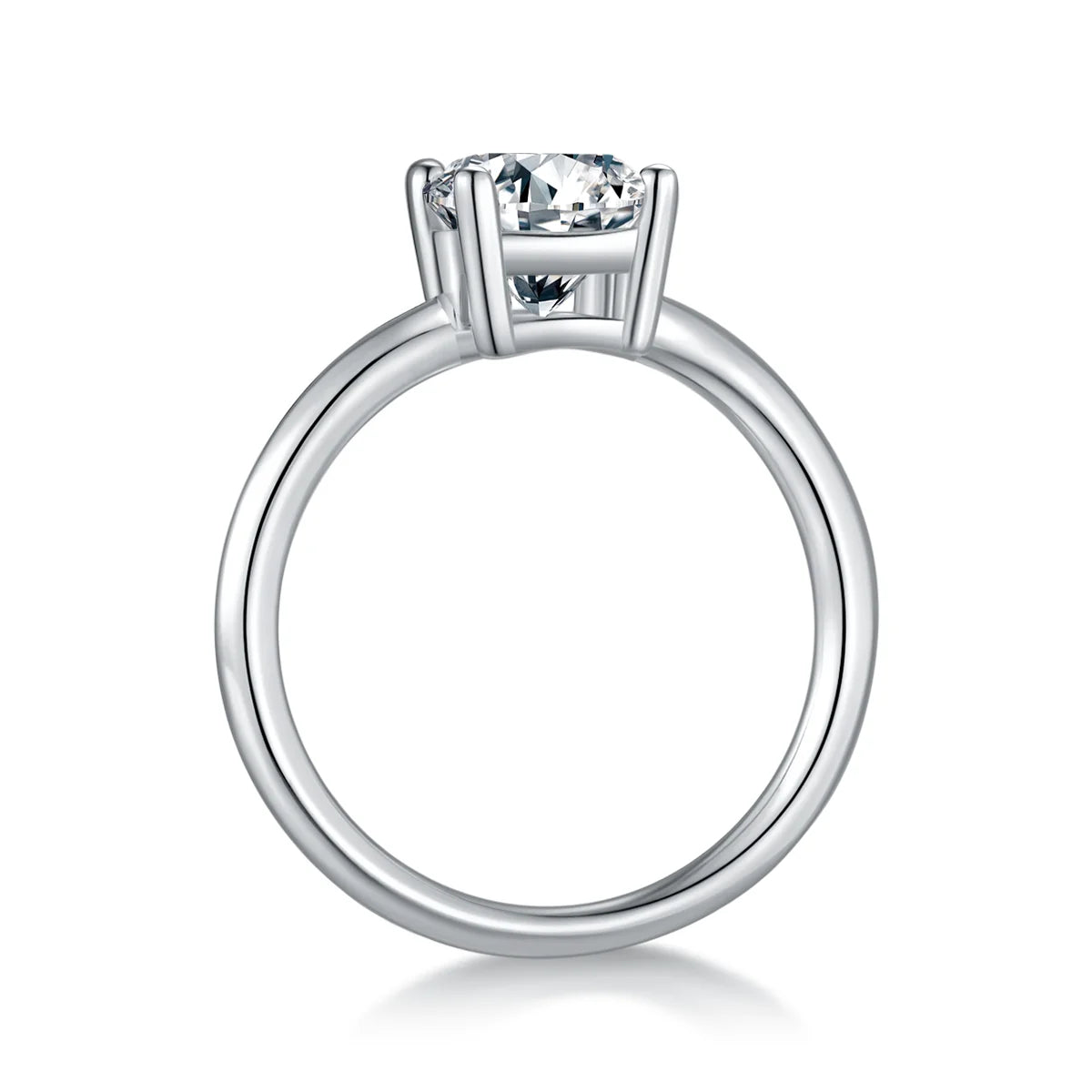3ct pear radiant cut moissanite solitaire ring in 925 sterling silver with 18k white gold plating