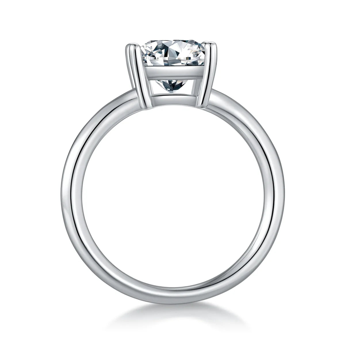 radiant cut moissanite engagement ring 2ct solitaire design in 925 sterling silver with 18k white gold plating, elegant minimalist bridal jewelry