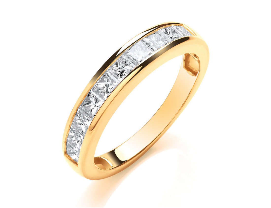 Yellow Gold Princess Cut Eternity Ring: A Timeless Symbol of Love and Elegance