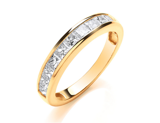Yellow Gold Princess Cut Eternity Ring: A Timeless Symbol of Love and Elegance