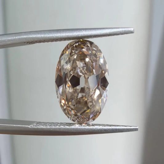 Champagne Old Mine Cut Oval Lab-Grown Diamond Ring – 4.05ct 12.68×8mm Custom Ring (50% Deposit)