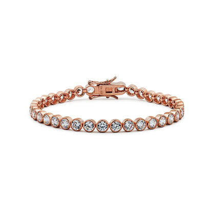 Everyday elegant rose gold tennis bracelet lined with sparkling cubic zirconia