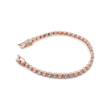 Everyday elegant rose gold tennis bracelet lined with sparkling cubic zirconia