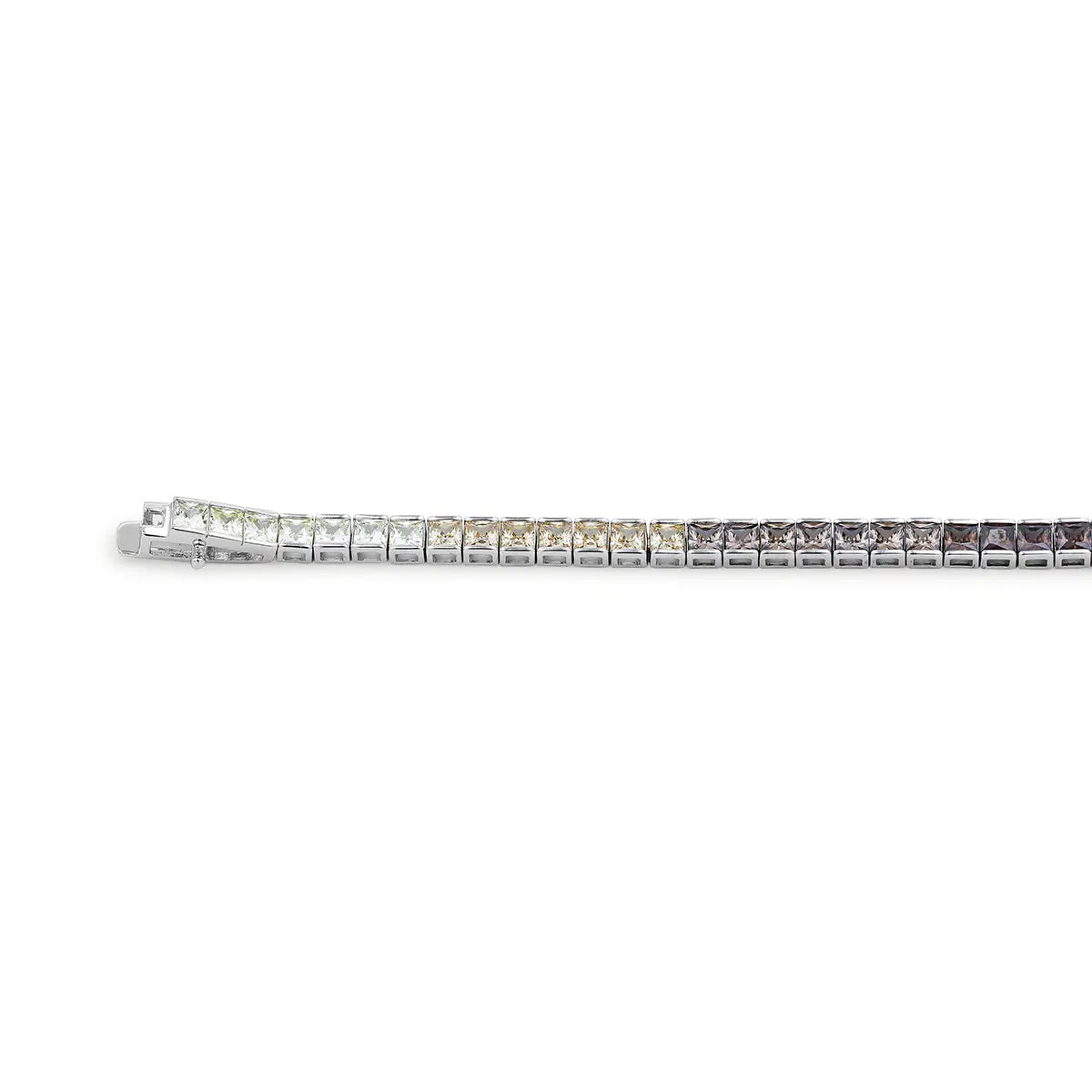 White-gold plated sterling silver bracelet with smoky cubic zirconia