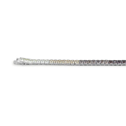 White-gold plated sterling silver bracelet with smoky cubic zirconia