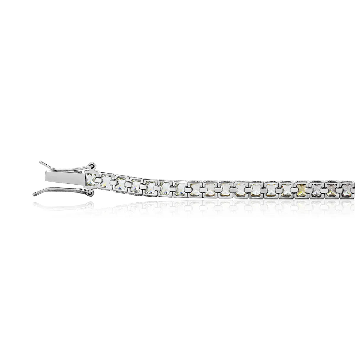 White-gold plated sterling silver bracelet with smoky cubic zirconia