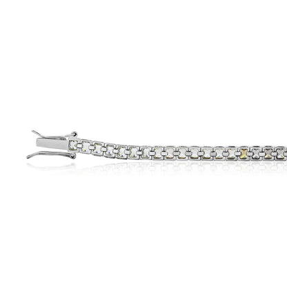 White-gold plated sterling silver bracelet with smoky cubic zirconia