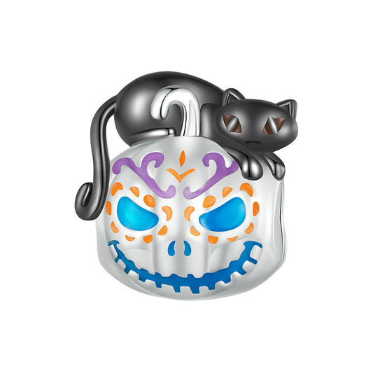 Spooky Pumpkin Charm Bead for Halloween Bracelets and Jewelry