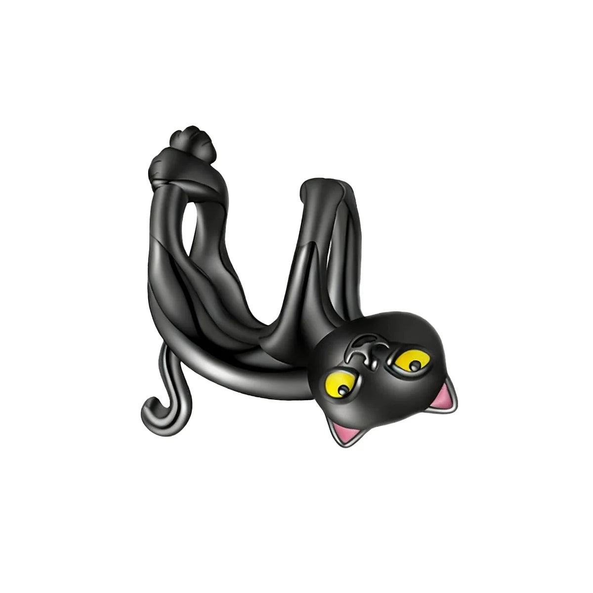 Spooky Black Cat Charm Bead with vintage oxidized silver finish for Halloween bracelets and jewelry