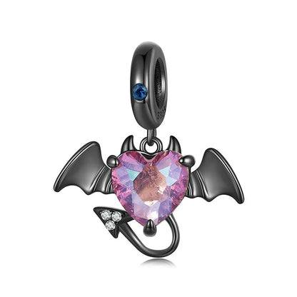 Devil Heart Pendant with black gold finish from the Halloween Collection – heart-shaped devil charm for spooky jewelry