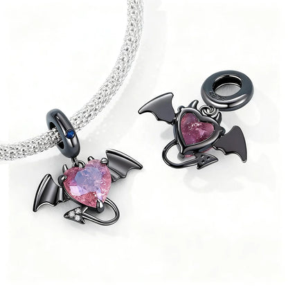 Devil Heart Pendant with black gold finish from the Halloween Collection – heart-shaped devil charm for spooky jewelry