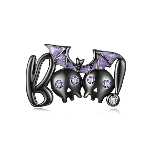 Black Gold Plated Sterling Silver Spooky BOO! Bracelet Charm