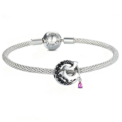 Midnight Bat Charm Bead in Oxidized Sterling Silver for Bracelets