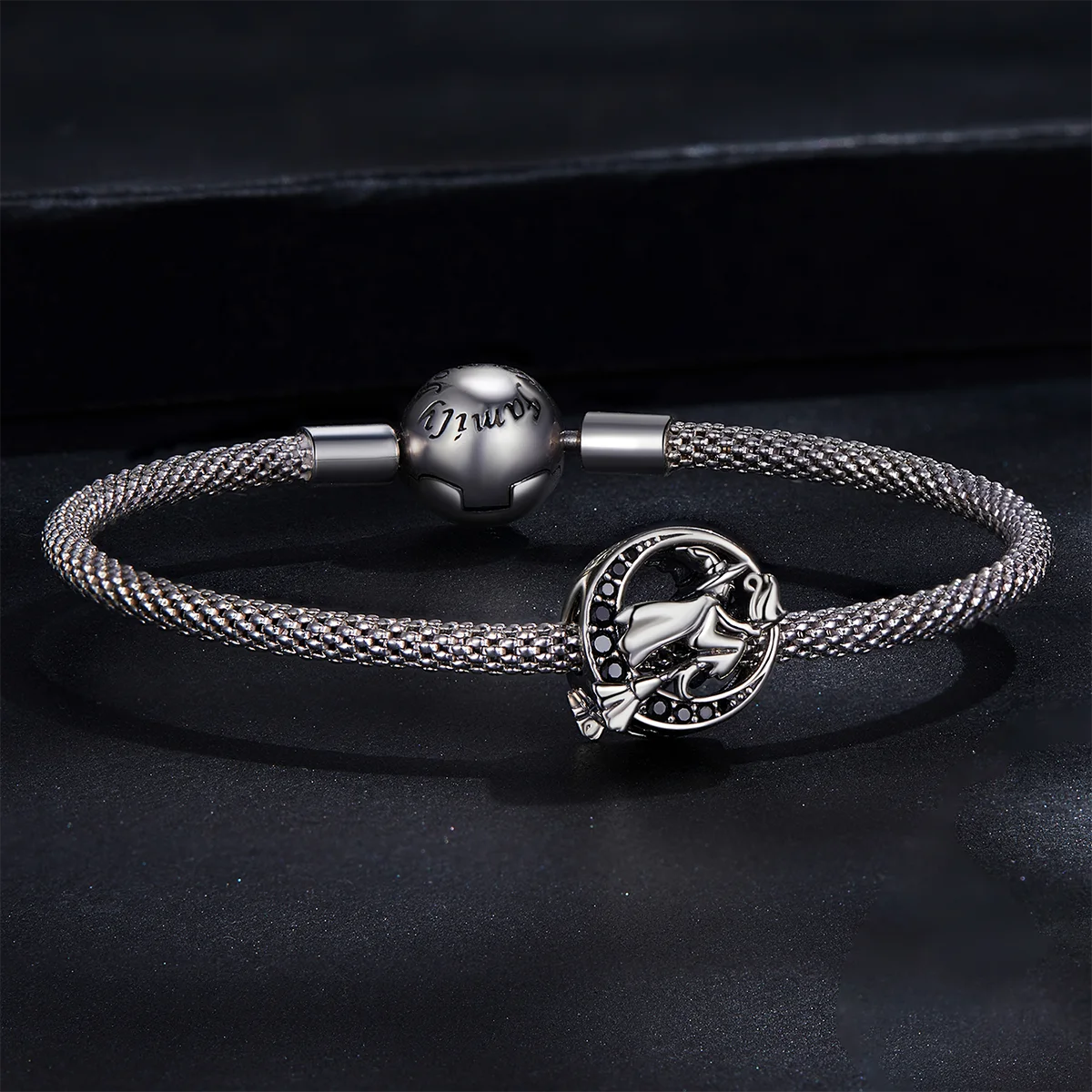 Mystic Wizard Charm Bead in Oxidized Sterling Silver for Bracelets