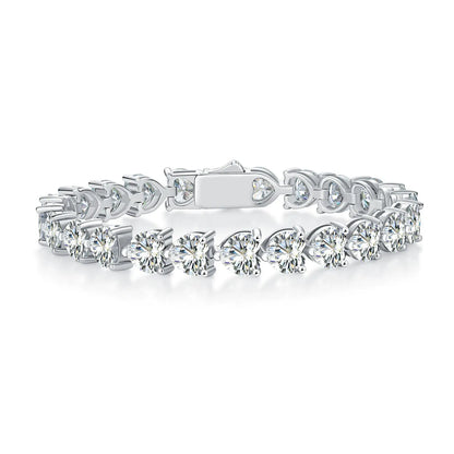 1ct heart-shaped moissanite tennis bracelet in sterling silver