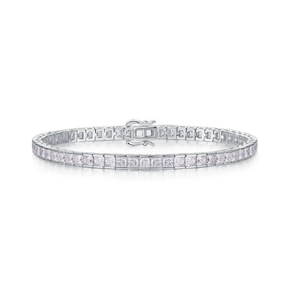 baguette cut moissanite tennis bracelet in sterling silver