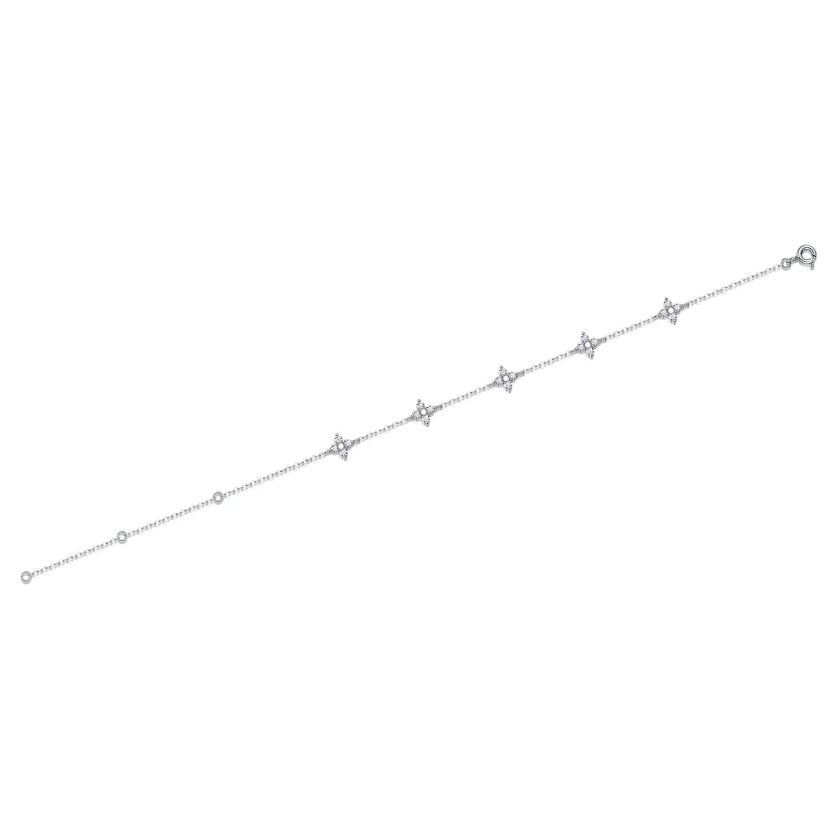 four leaf clover moissanite dainty bracelet in sterling silver