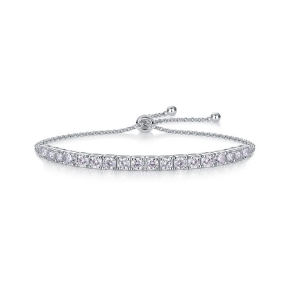 sliding knot baguette moissanite bracelet in sterling silver