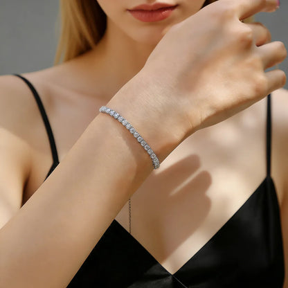 sliding knot baguette moissanite bracelet in sterling silver