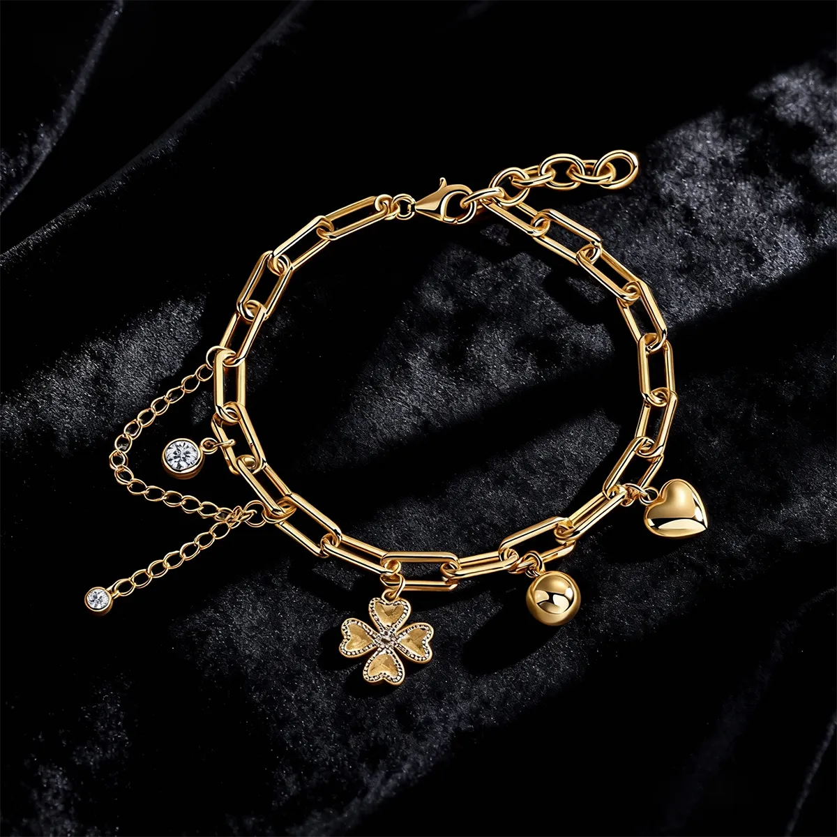 statement paperclip charm bracelet for layering