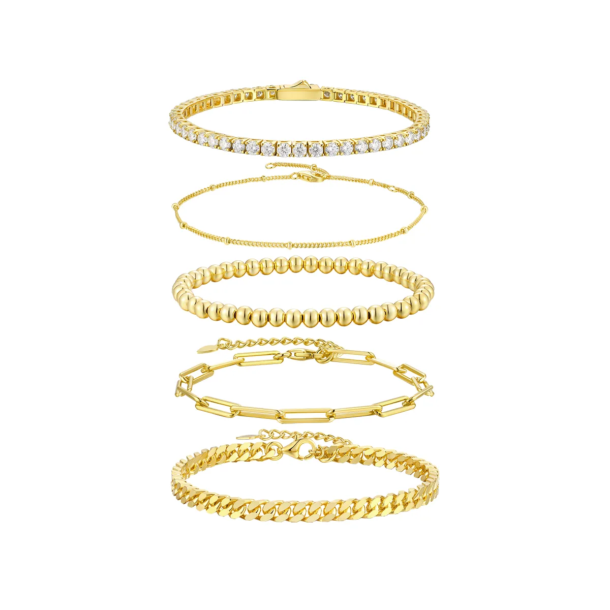 statement gold stackable bracelets modern street style