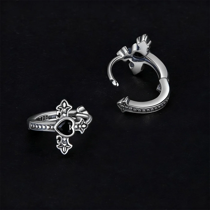 Oxidized Sterling Silver Cross Ear Cuff for Halloween